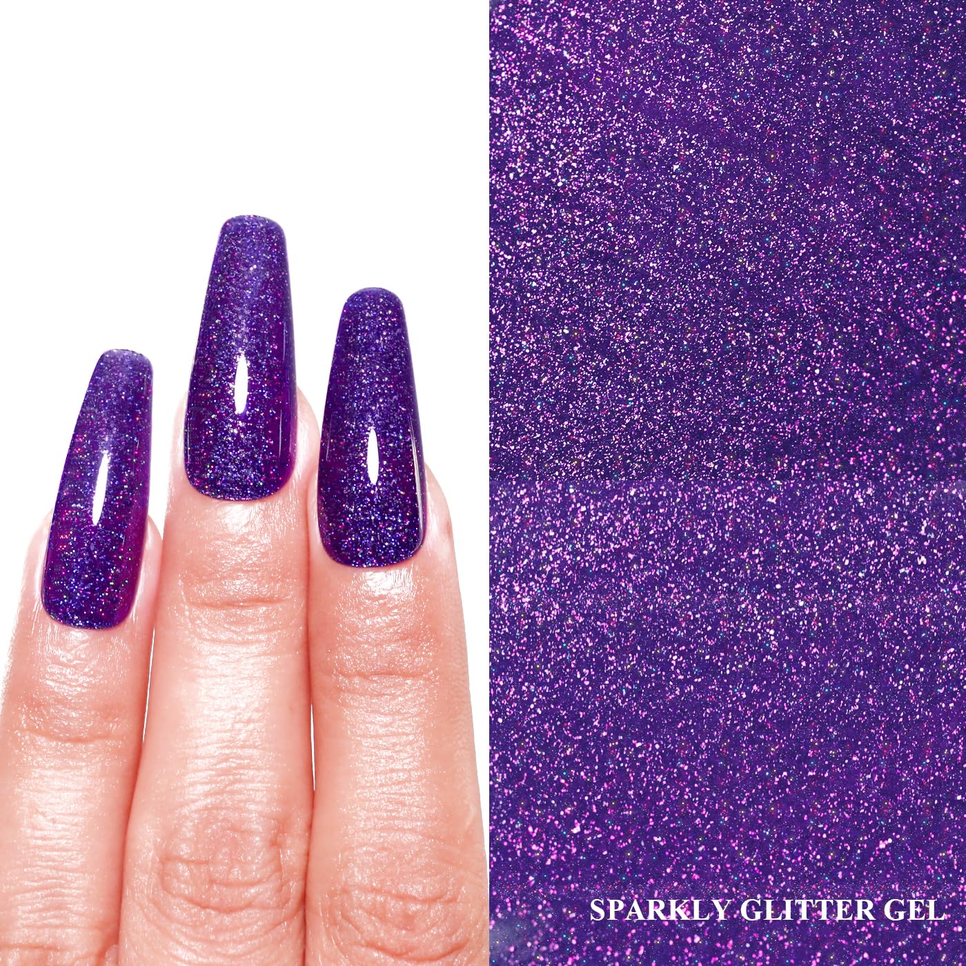Imtiti Glitter Gel Nail Polish, Purple Iridescent Glitter Nail Gel Polish Diamond Shimmer Sparkle Soak Off UV LED Spring Summer Manicure 10ML-GlimoraGlow