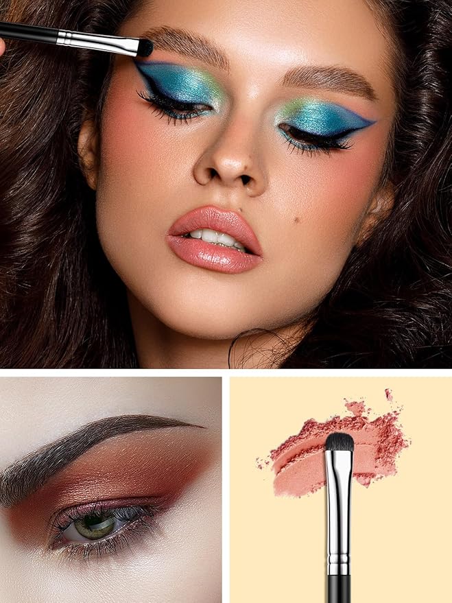EIGSHOW Angled Eyeliner Brush & Eyeshadow Brush, High-End Precision Gel Liner and Short Smudge Brushes for Cat Eye, Winged Liner (E835&E806)-GlimoraGlow