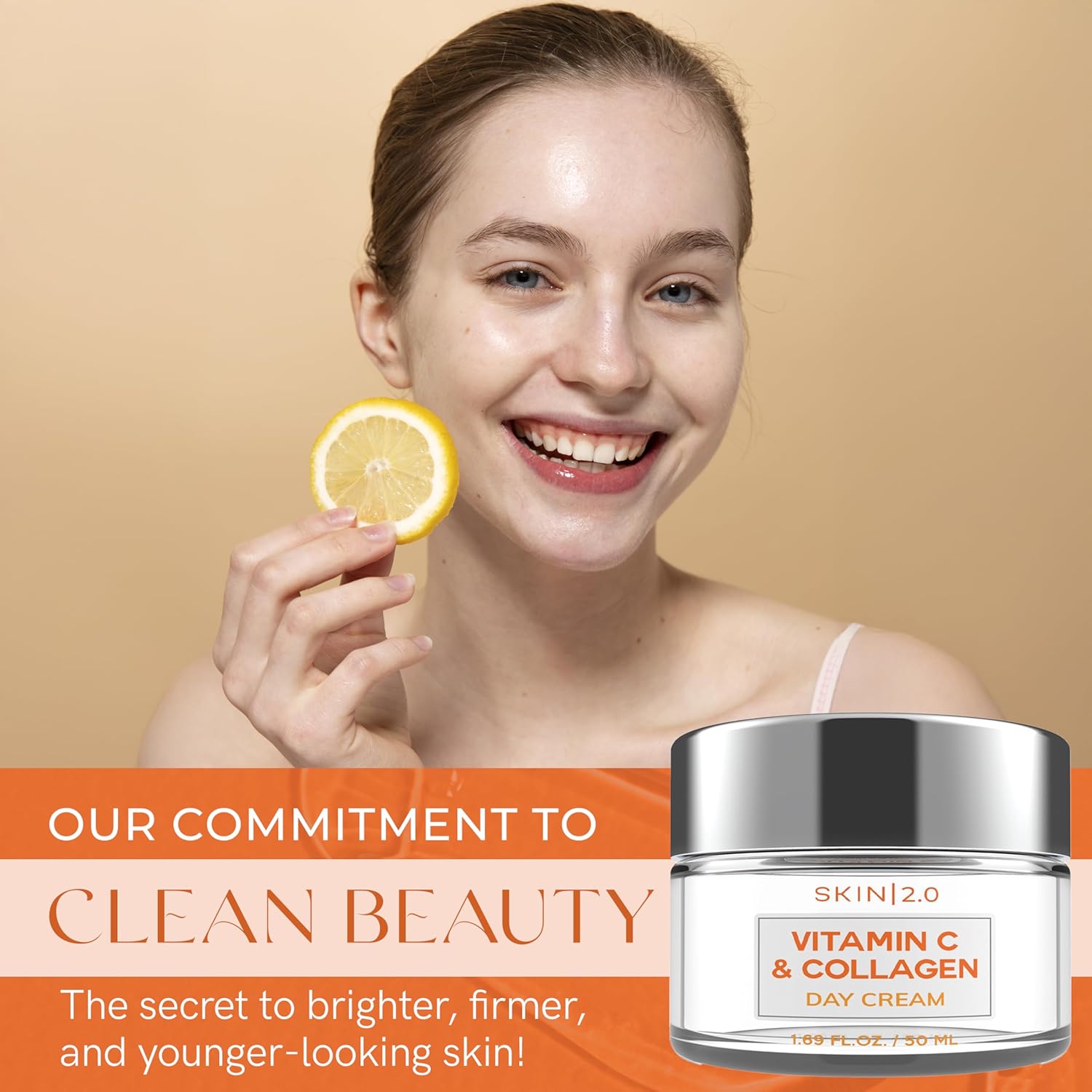Vitamin C & Collagen Face Moisturizer - Dermatologist Tested, Anti-Aging, Skin Tightening - Brightening, Clean Beauty, Cruelty-Free, Korean Skincare for All Skin Types - 1.69 Fl oz-GlimoraGlow