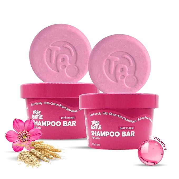 Hydrolyzed Oat Protein + Squalane Shampoo Bar for Girls - 4.5oz - For all Hair Types - Gentle on sensitive Eyes & Scalp - Natural, Tear-Free, Sulfate & Paraben-Free - Made in USA - 4.5oz (Pack of 2)-GlimoraGlow