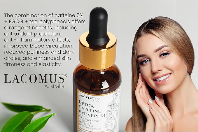 Advance Caffeine 5% + EGCG Serum for Brighter Eyes - Powerful Eye Contour Serum for Reduces Puffiness, Dark Circles, and Pigmentation - Hydrating and Smoothing Formula - LACOMUS Australia-GlimoraGlow