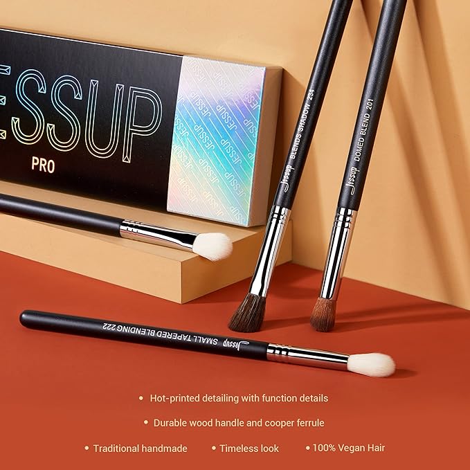 Jessup Eye Makeup Brushes Set Professional Blending Brush for Makeup Eyeshadow 13pcs Premium Synthetic Blender Brush Makeup Black T338-GlimoraGlow