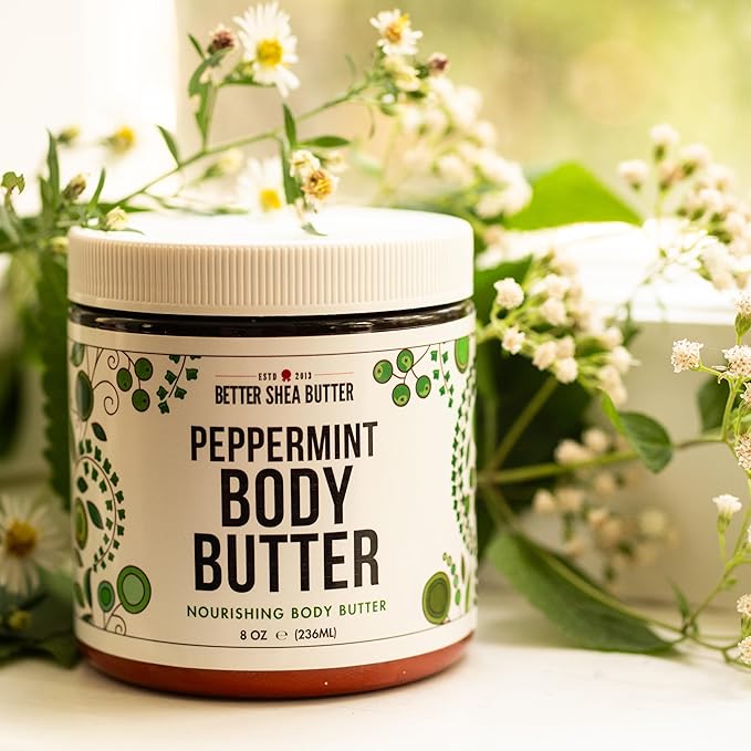 Peppermint Body Lotion | Moisturizer for Dry Skin | with Raw Shea Butter and Jojoba Oil | No Synthetic Fragrances, Non-Greasy Body Cream for Men and Women | 8 oz-GlimoraGlow