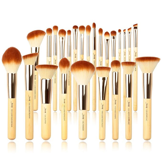 Jessup Professional Bamboo Makeup Brushes, Premium Synthetic Foundation Powder Concealer Blush Highlight Eye Blending Cosmetic Brush Set 25pcs T135-GlimoraGlow