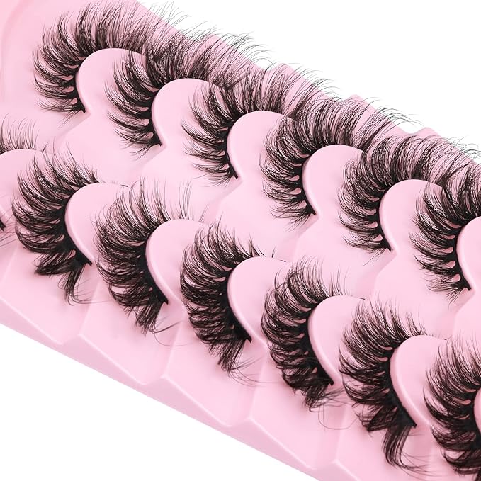 Fox Eye Lashes Faux mink Eyelashes Wispy Cat Eye Long False Eyelahses Dramatic Cross Full Volume Strip Lashes Pack 7 Pairs-GlimoraGlow