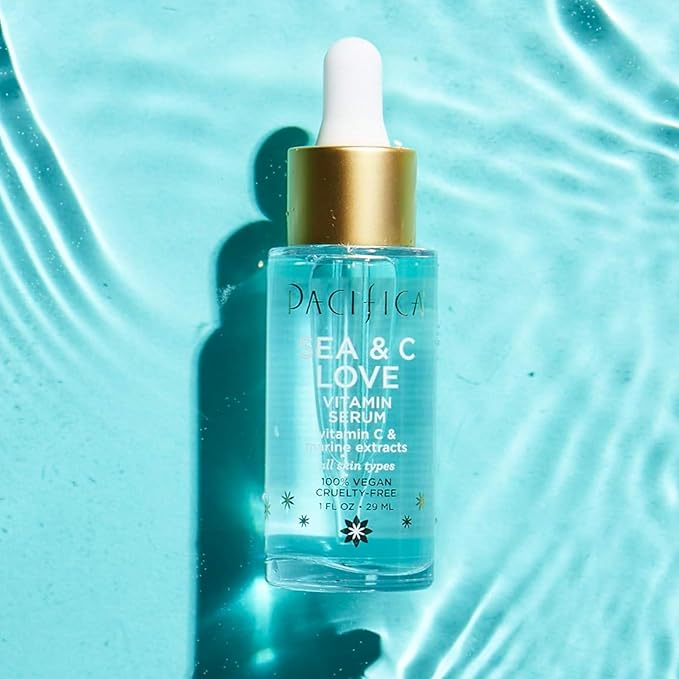 Pacifica Beauty Sea and C Love Vitamin C Serum, Skincare, Hyaluronic Acid, Green Tea, Marine Extracts, Blue Light Protection, Brightening, Lightweight, Face Care, Skin Care Serum, 1 fl oz (1 Count)-GlimoraGlow