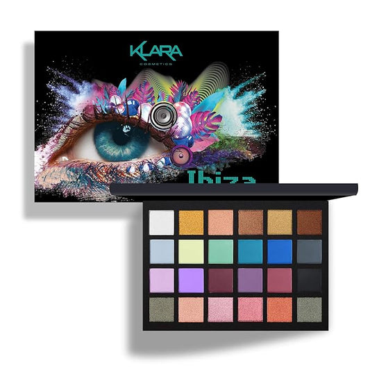 24 Shade Eyeshadow Palette Ibiza glamorous shimmers bold mattes strong pastel tones long lasting full pigment-GlimoraGlow
