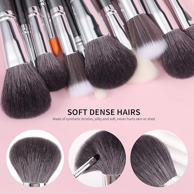 Docolor Professional Makeup Brush Set 29Pcs Makeup Brushes Valentines Day Gifts Premium Goat Synthetic Fiber Foundation Face Powder Blush Concealer Eyeshadows Make Up Brushes with PU Leather Case-GlimoraGlow