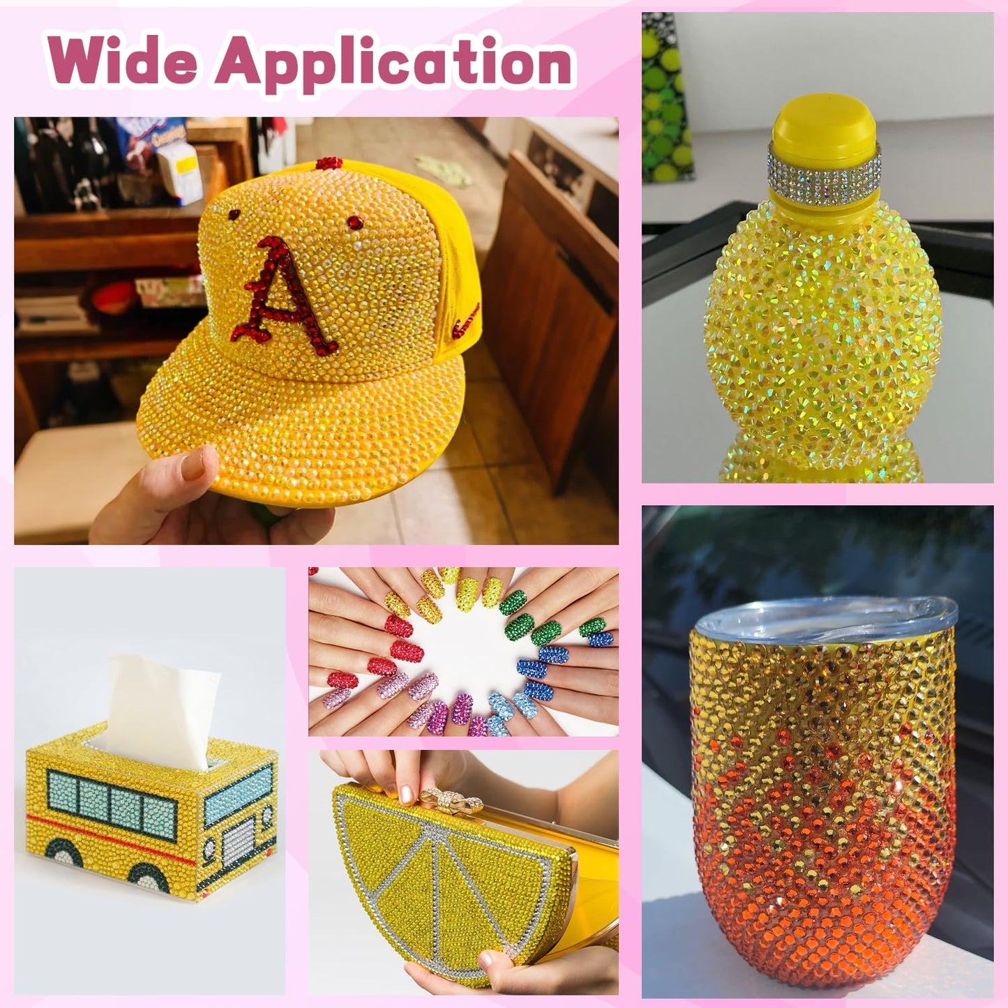 20000Pcs Yellow Rhinestones for Bedazzling with 1Pcs B7000 Jewelry Glue, Resin Rhinestones for Crafting Crafts DIY, Bedazzler Kit Gems for Clothing Shoes Tumblers Nail Art Assorted Size 3/4/5/6mm-GlimoraGlow