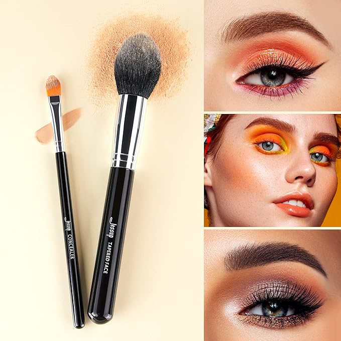 Jessup Makeup Brushes 15 Pcs Makeup Brush Set Beauty Cosmetics Make Up Powder Concealer Eyeshadow Eyeliner Blending Lip Brush Tools (Black/Silver) T092-GlimoraGlow