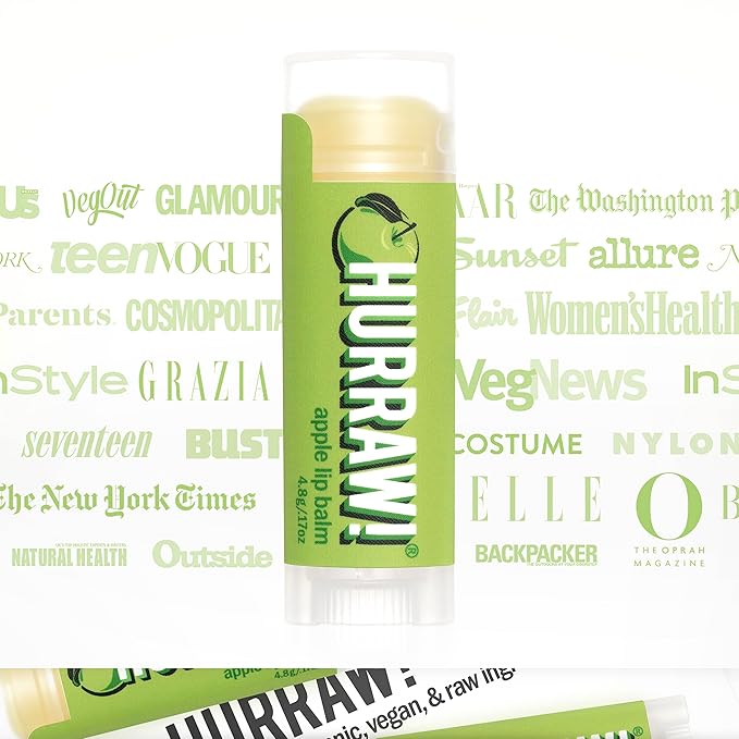 Hurraw! Apple Lip Balm: Organic, Certified Vegan, Cruelty and Gluten Free. Non-GMO, 100% Natural Ingredients. Bee, Shea, Soy and Palm Free. Made in USA-GlimoraGlow