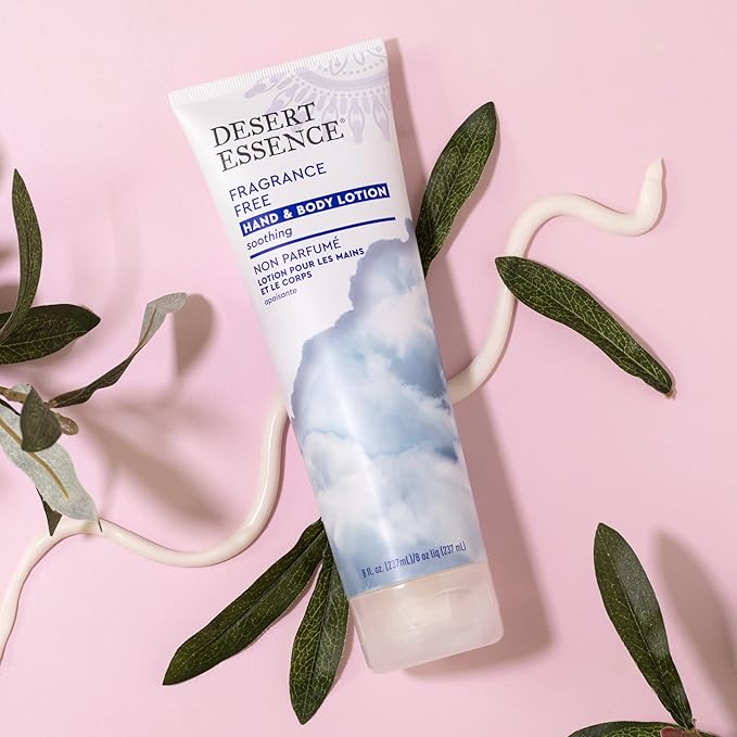 Desert Essence Fragrance Free Hand & Body Lotion - 8 Fl Ounce - Soothing - Aloe Vera - Shea Butter - Green Tea - Coconut Oil - Jojoba Oil-GlimoraGlow