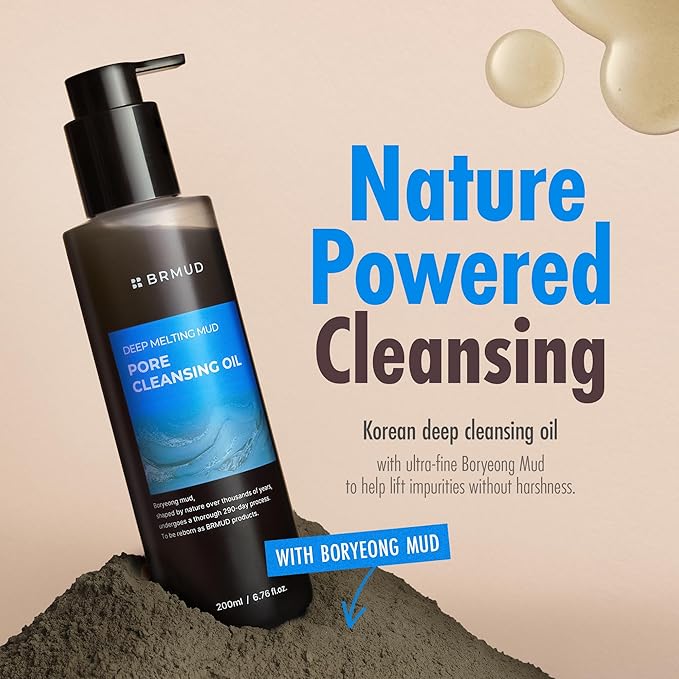 Deep Melting Mud Pore Cleansing Oil - Gentle Make Up Facial Oil Cleanser with Boryeong Mud, Sunflower Seed & 7 Fermented Oils - Vegan & Non-Comedogenic Korean Skincare (6.76 fl oz)-GlimoraGlow