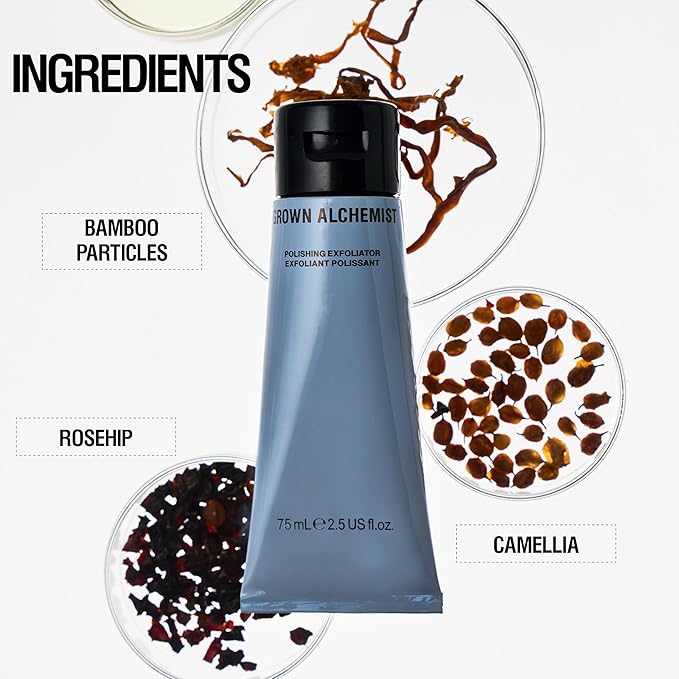 Grown Alchemist Facial Cleanser Set: Polishing Exfoliator (75ml) + Gentle Gel Cleanser (200ml)-GlimoraGlow