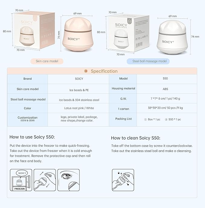 Facial Roller Stainless Steel Eye and Face Ice Massage Roller 360 Degree Rotate Ice Massage Roller Beauty Skin Care Tool-GlimoraGlow