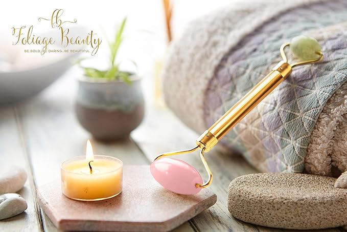 Jade Rose Quartz Roller Kit with 3 Changeable Heads | Face Facial Roller-GlimoraGlow