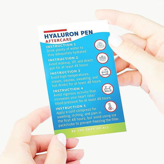 100 Pack - Premium Hyaluron Pen Lip Filler Aftercare Instructions Card 2 x 3.5" Accessories Supplies Kit Care - HP12A100_N-GlimoraGlow