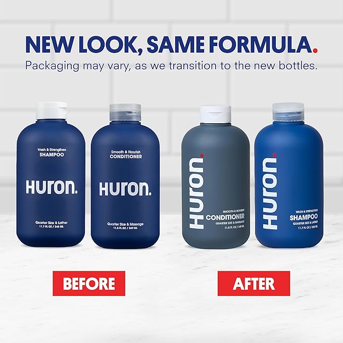 Huron Hair Duo | Nourishing Shampoo & Conditioner Set for Men | Cleanse, Strengthen & Hydrate | Sulfate-Free, Paraben-Free, Vegan | Designed for Daily Use on All Hair Types (2 Pack)-GlimoraGlow