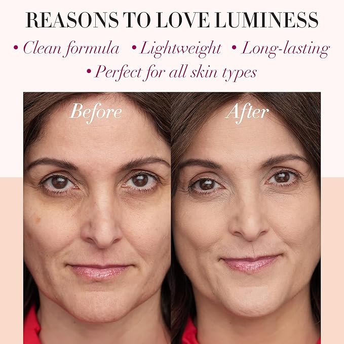 LUMINESS Silk Airbrush Spray Foundation & Buffing Brush Kit – Full Coverage Foundation & Dual-Sided Buffing Brush - Buildable Coverage, Anti-Aging Formula Hydrates & Moisturizes - Neutral Fair-GlimoraGlow