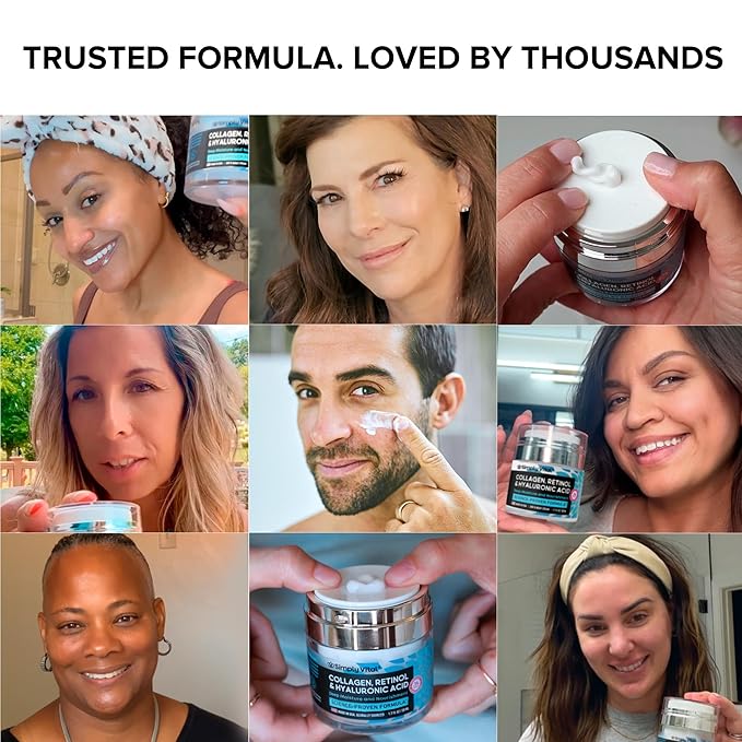 SimplyVital Collagen Face Moisturizer - Anti-Aging Retinol Cream for Face, Neck & Décolleté with Hyaluronic Acid - Made in USA, Daily Moisturizer Face Cream, 2-Pack-GlimoraGlow