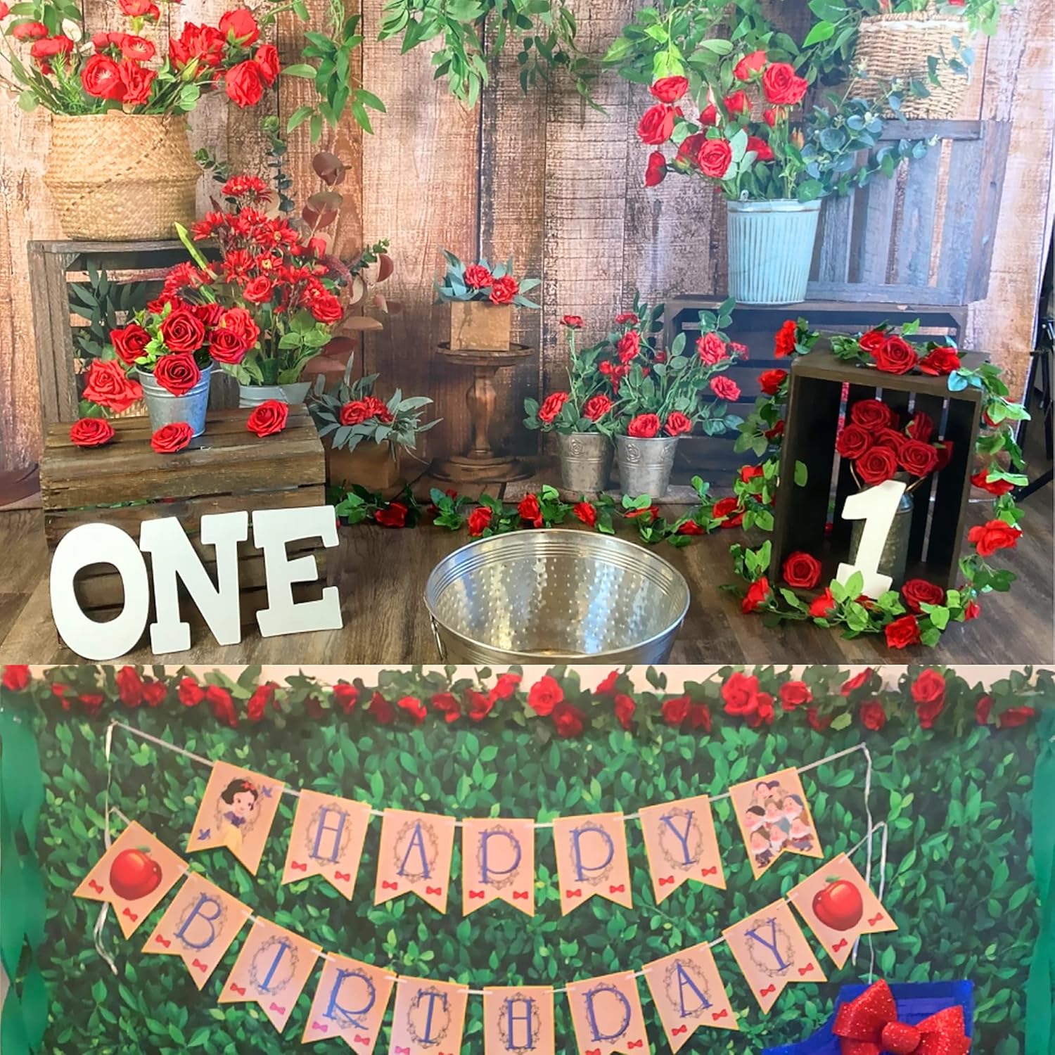 UKELER 2 Pack 14FT Artificial Rose Vines Red Flower Garland Artificial Rose Flowers with Green Leaves Floral Plant for Wedding Arch Party Garden Craft Home Decor