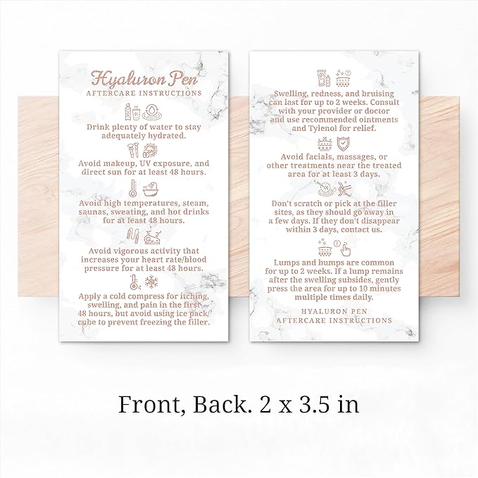 100 Pack - Premium Hyaluron Pen Lip Filler Aftercare Instructions Card 2 x 3.5" Accessories Supplies Kit Care - HP21A100_N-GlimoraGlow