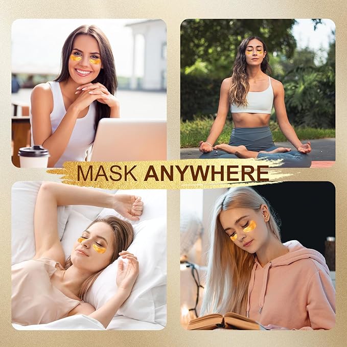 10Pairs 20Pcs 24K Gold Under Eye Patches, Collagen Eye Masks for Dark Circles and Puffiness, Reduce Wrinkles and Puffy Eyes, Refresh Your Skin, Women Skincare Eye Treatment Products-GlimoraGlow