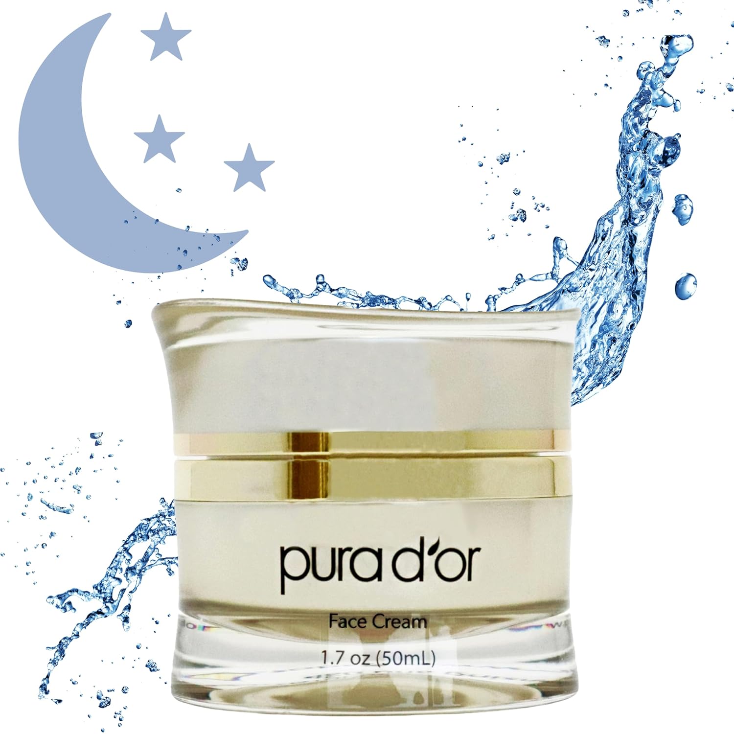 PURA D'OR 1.7 Oz Luminous PM Face Cream - Methylene Blue, Marine Collagen, Retinol, Peptides, Apple Stem Cell Extract - Anti-Aging Nighttime Moisturizer - Overnight Facial Treatment For Women & Men-GlimoraGlow