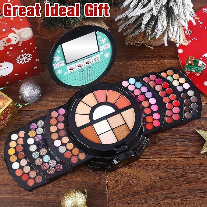 109 Colors Makeup Kit for Women Girl Full Kit Gift Set with Mirror All in One Make up Palette Included Eyeshadow Glitter Lipstick Concealer Eyeliner Eyebrow Highlighter Contour Blusher Compact PowderN-GlimoraGlow