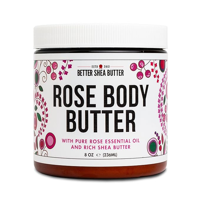 Rose Body Butter for Dry Skin with Whipped Shea Butter and Pure Essential Oil | Ultra Hydrating Rose Lotion for Women | All Natural Moisturizer with No Synthetic Fragrances-GlimoraGlow