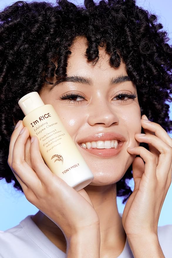 TONYMOLY I’m Rice Exfoliating Enzyme Cleanser – Rice Powder Face Wash & Papaya Enzyme Scrub, Gentle AHA Brightening Mask for Smooth Radiant Skin, 50g-GlimoraGlow
