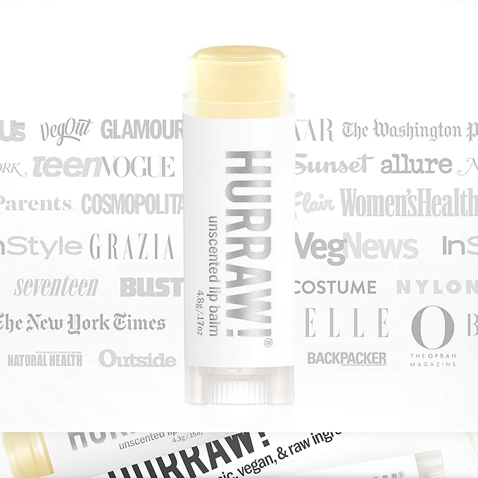 Hurraw! Unscented Lip Balm, 3 Pack: Organic, Certified Vegan, Cruelty and Gluten Free. Non-GMO, 100% Natural Ingredients. Bee, Shea, Soy and Palm Free. Made in USA-GlimoraGlow