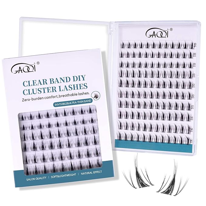 GAQQI Lash Clusters Manga Eyelash Clusters 10-14mm Wet Look Spiky Cluster Lashes 120PCS, Cluster Eyelash Extensions C Curl, Invisible Band Ultra-thin & Soft Clear Band False Lashes (HEROINE)-GlimoraGlow