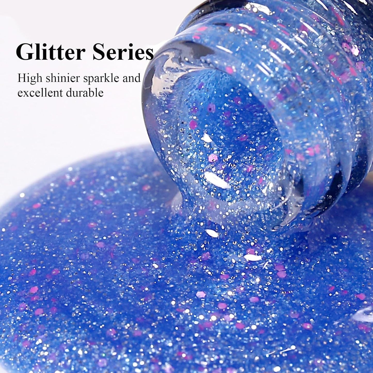 Imtiti Glitter Gel Nail Polish, Light Blue Iridescent Glitter Gel Polish Diamond Shimmer Sparkle Soak Off UV LED Nail Gel Polish Autumn Winter Gel Polish Manicure Gel Nail Kit 10ML-GlimoraGlow