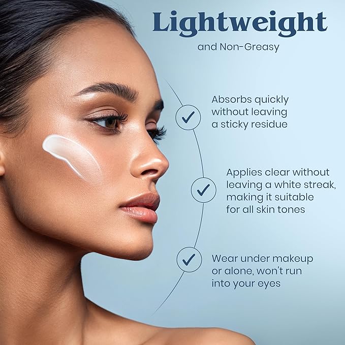 Clear Choice Travel Size Sunscreen for Face SPF 45, Mineral Oil Free Sunblock & Light Moisturizer with Zinc Oxide, Reef-Safe, Broad Spectrum, No White Cast, Dermatologist Recommended 2oz-GlimoraGlow