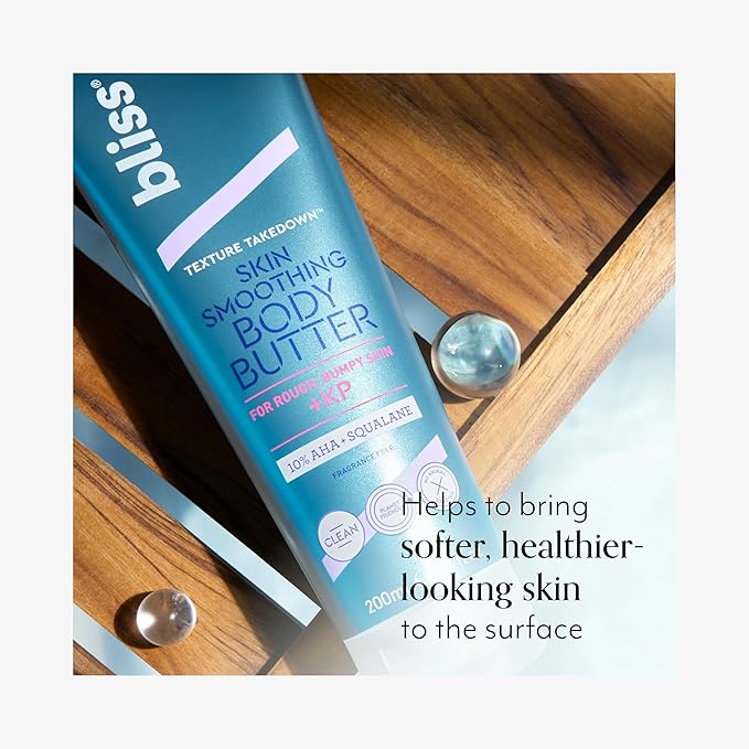 Bliss Body Butter Texture Takedown Skin Smoothing Lotion - Keratosis Pilaris KP - 6.7 Fl Oz - For Rough, Bumpy Skin - 10% AHA + Squalane + Shea Butter - Clean - Vegan & Cruelty-Free-GlimoraGlow