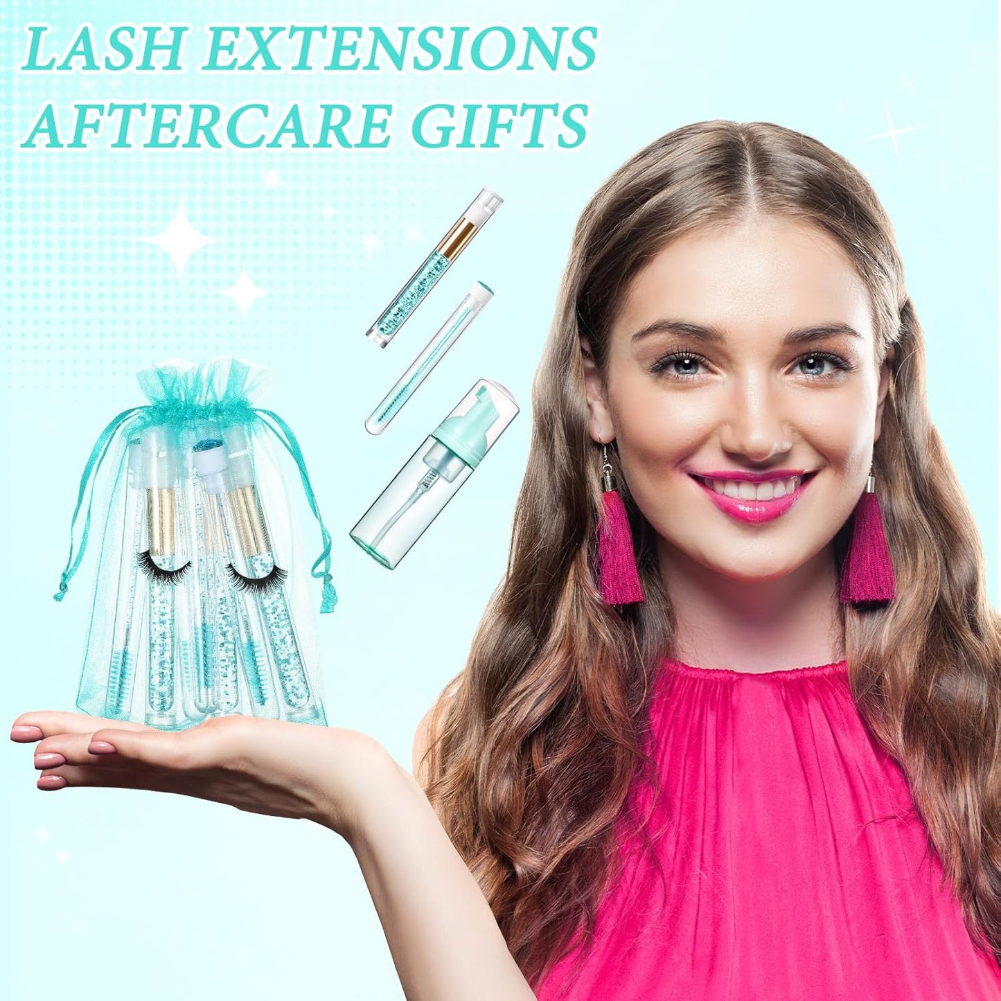 Zhehao 80 Pcs Lash Shampoo Bottle Brushes Kit 20 Foam Pump Dispensers 20 Lash Shampoo Brushes 20 Eyelash Aftercare Bag 20 Cleaning Pipes, Eyelash Extension Supplies(Green, Blue)-GlimoraGlow