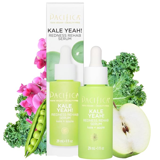Pacifica Kale Yeah! Redness Rehab Serum – Niacinamide & Super Greens Face Serum to Calm Redness, Minimize Pores & Oil, Soothing Anti-Redness for Oily/Combination Skin Vegan Dermatologist Tested-GlimoraGlow