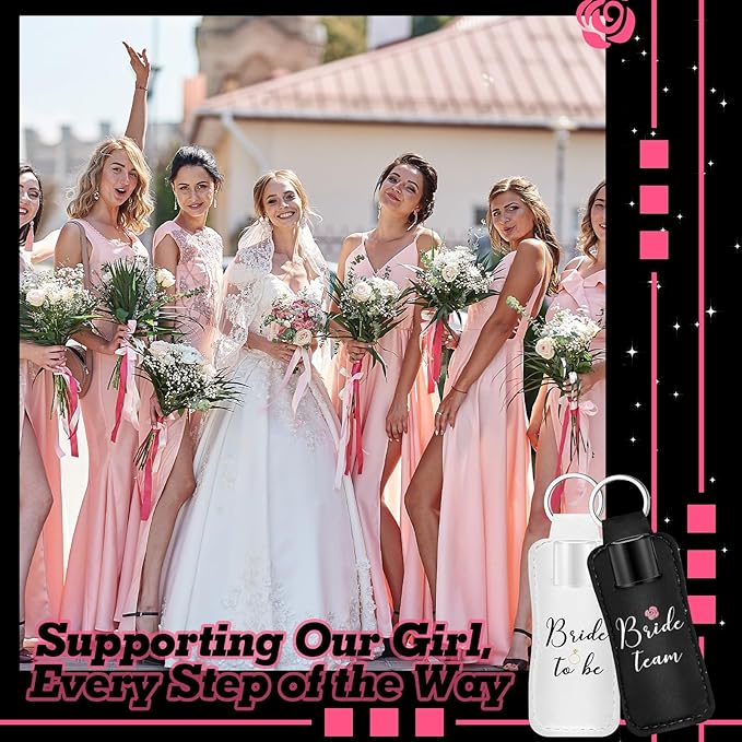 24 Pack Bachelorette Party Favor Lip Balm Set Team Bride Lip balm with Lipstick Holder Keychain Bride to be Lip balm Bridal Shower Proposal Gifts for Wedding Party Favors(White, Black)-GlimoraGlow