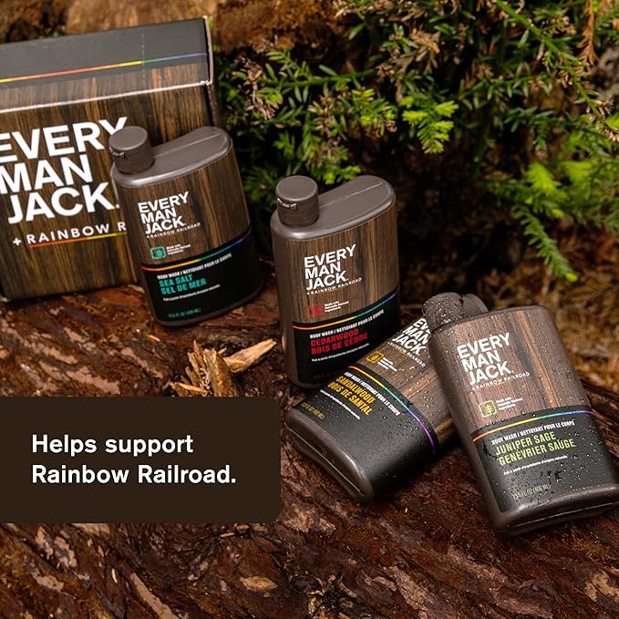 Every Man Jack Body Wash Variety Box - Includes Four Body Washes with Clean Ingredients & Incredible Scents - Round Out His Routine with Sandalwood, Cedarwood, Juniper Sage, & Sea Salt Body Washes-GlimoraGlow