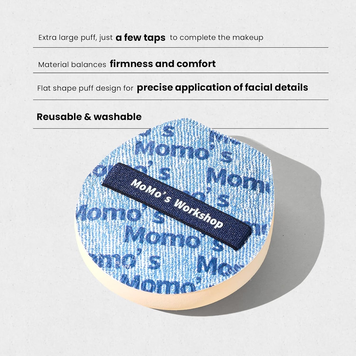 Momo's Workshop Makeup Sponge for Foundation, Soft Makeup Blending Puff Reusable, Foundation Puff for Natural Finish & Long-lasting 1PCS Blue-GlimoraGlow