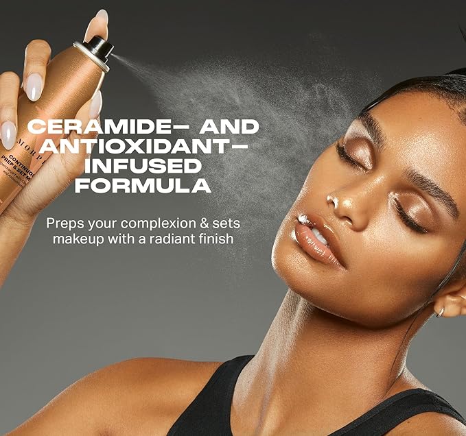 Morphe Mini Continuous Prep & Set Setting Spray - Hydrating Setting Spray for Makeup & Skin Prep - Enriched with Ceramides and Antioxidants for a Radiant Finish (3 Count, 1.3 fl oz)-GlimoraGlow