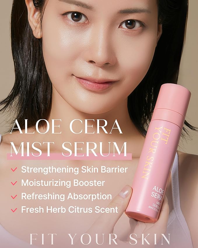 Aloe Cera Mist Serum - Vegan Hydrating Face Spray with Aloe Vera and Ceramide for Rough and Dry Skin - Refreshing & Hydrating Facial Mist - Fresh Herb Citrus Scent, 2.7 fl.oz.-GlimoraGlow