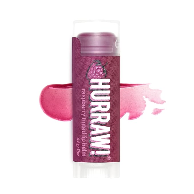 Hurraw! Raspberry Tinted Lip Balm: (Sheer Berry Tint) Organic, Certified Vegan, Cruelty and Gluten Free. Non-GMO, 100% Natural Ingredients. Bee, Shea, Soy and Palm Free. Made in USA-GlimoraGlow