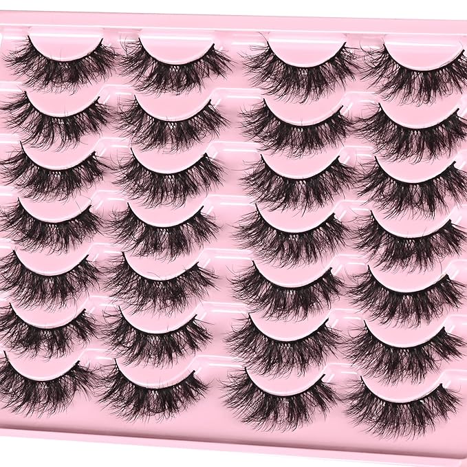 FARRED Fluffy Lashes Natural False Eyelashes Short Wispy Lash Pack 14 Pair Natural Look Cat Eye Strip Eyelash Small Fake Lashes Full Pestañas Sets for MUA and Beginners Daily Makeup (F11 | 7-16mm)-GlimoraGlow