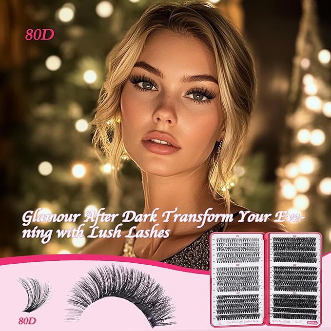 Lash Clusters 600PCS - Eyelash Clusters 20D+30D+40D+50D+60D+80D Wispy Individual Lashes D Curl Lash Extension 10-18MM Natural Lash Clusters DIY Cluster Eyelash Extensions for Beginners-GlimoraGlow
