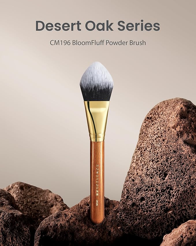 Desert Oak Series BloomFluff Powder Brush - 45mm Giant Heart-Shaped Face Brush for Setting Powder & Bronzer, Luxury Bubinga Handle (CM 196)-GlimoraGlow