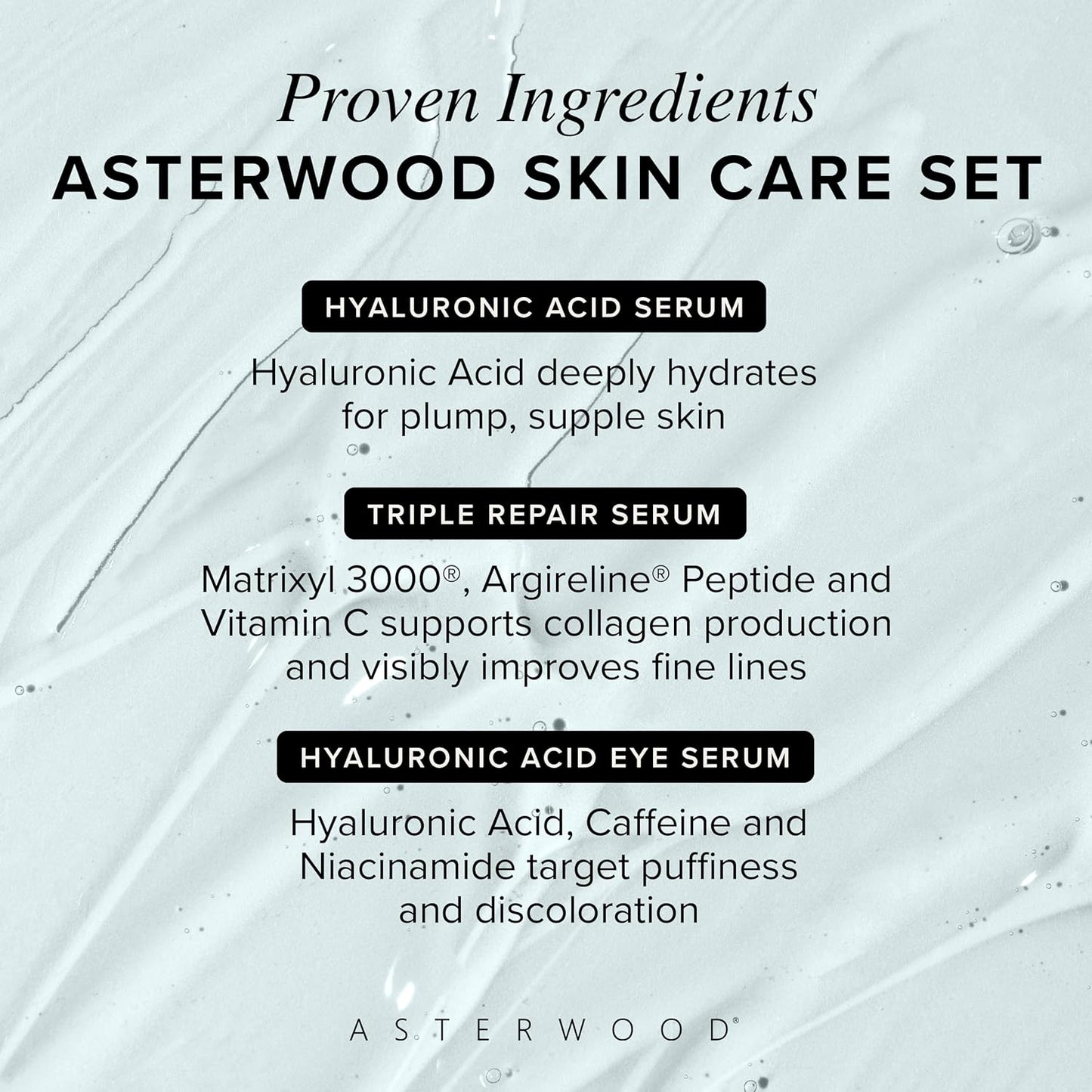 Asterwood Skin Care Set - with Hyaluronic Acid & Triple Repair Serums, Under Eye Serum - Skincare Essentials - Hydrating, Moisturzing, Anti-Aging - Fragrance-Free-GlimoraGlow