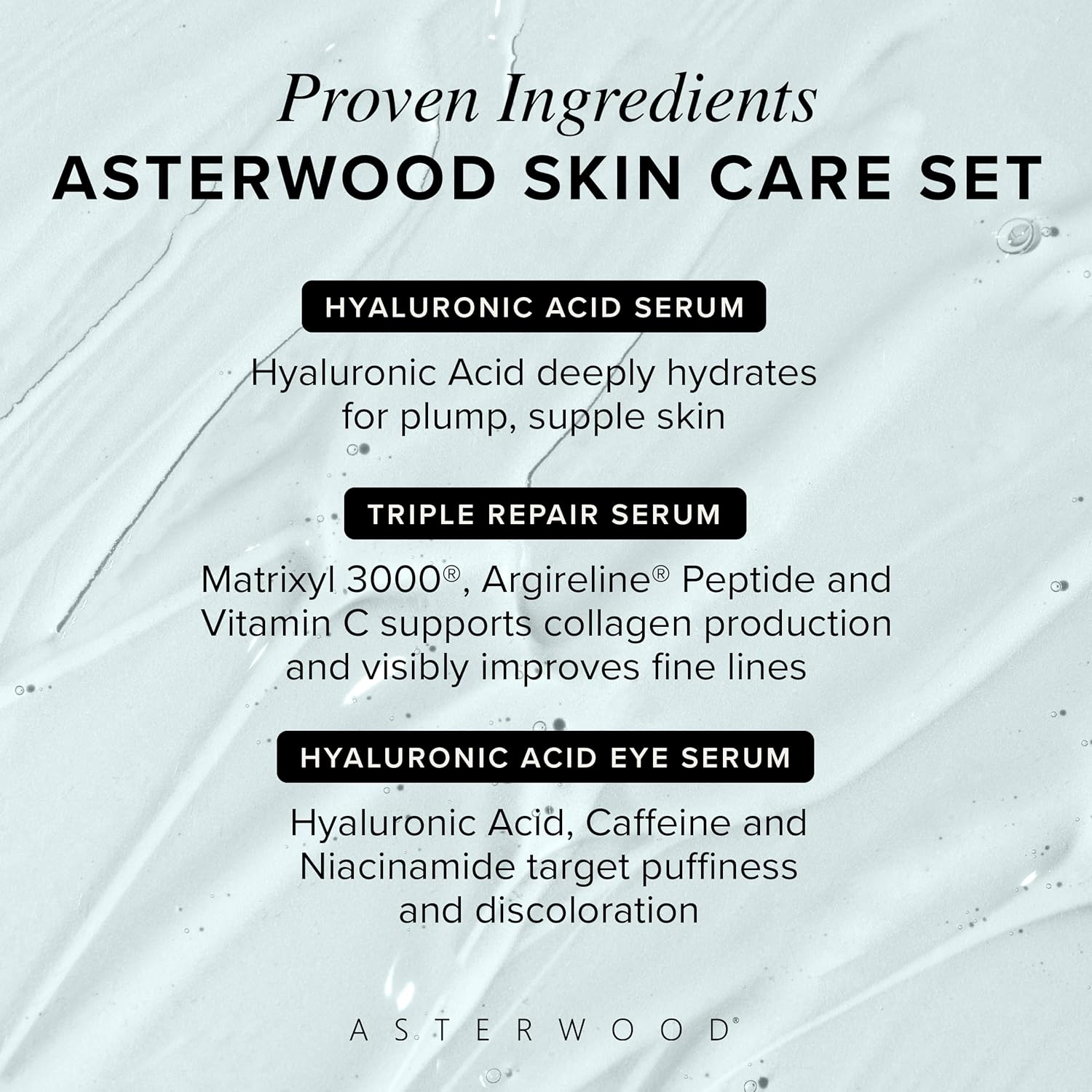 Asterwood Skin Care Set - with Hyaluronic Acid & Triple Repair Serums, Under Eye Serum - Skincare Essentials - Hydrating, Moisturzing, Anti-Aging - Fragrance-Free-GlimoraGlow