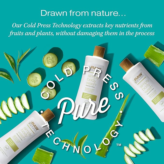 RAW SUGAR Sensitive Skin Simply Body Wash - Green Tea + Cucumber + Aloe Vera, Moisturizing & Brightening Bath & Shower Gel, Sulfate-Free, Paraben-Free & Vegan (Pack of 3)-GlimoraGlow